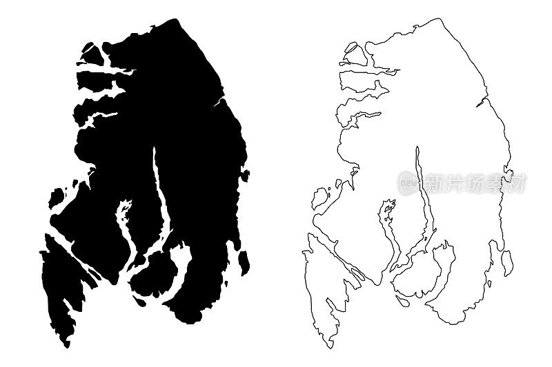 Ketchikan Gateway Borough, Alaska (Boroughs and census areas in Alaska, United States,USA, USA, US)地图矢量插图，涂鸦草图Ketchikan Gateway map